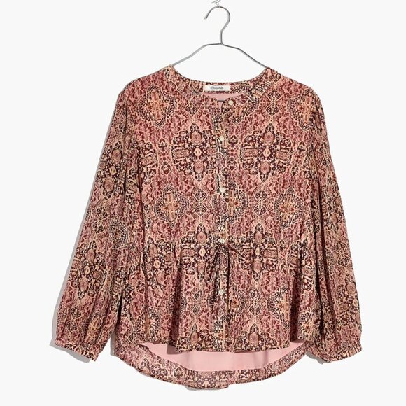 Madewll Drawstring Waist Lined Top in Mauve Kaleidoscope Print EUC Size Small - Picture 7 of 7